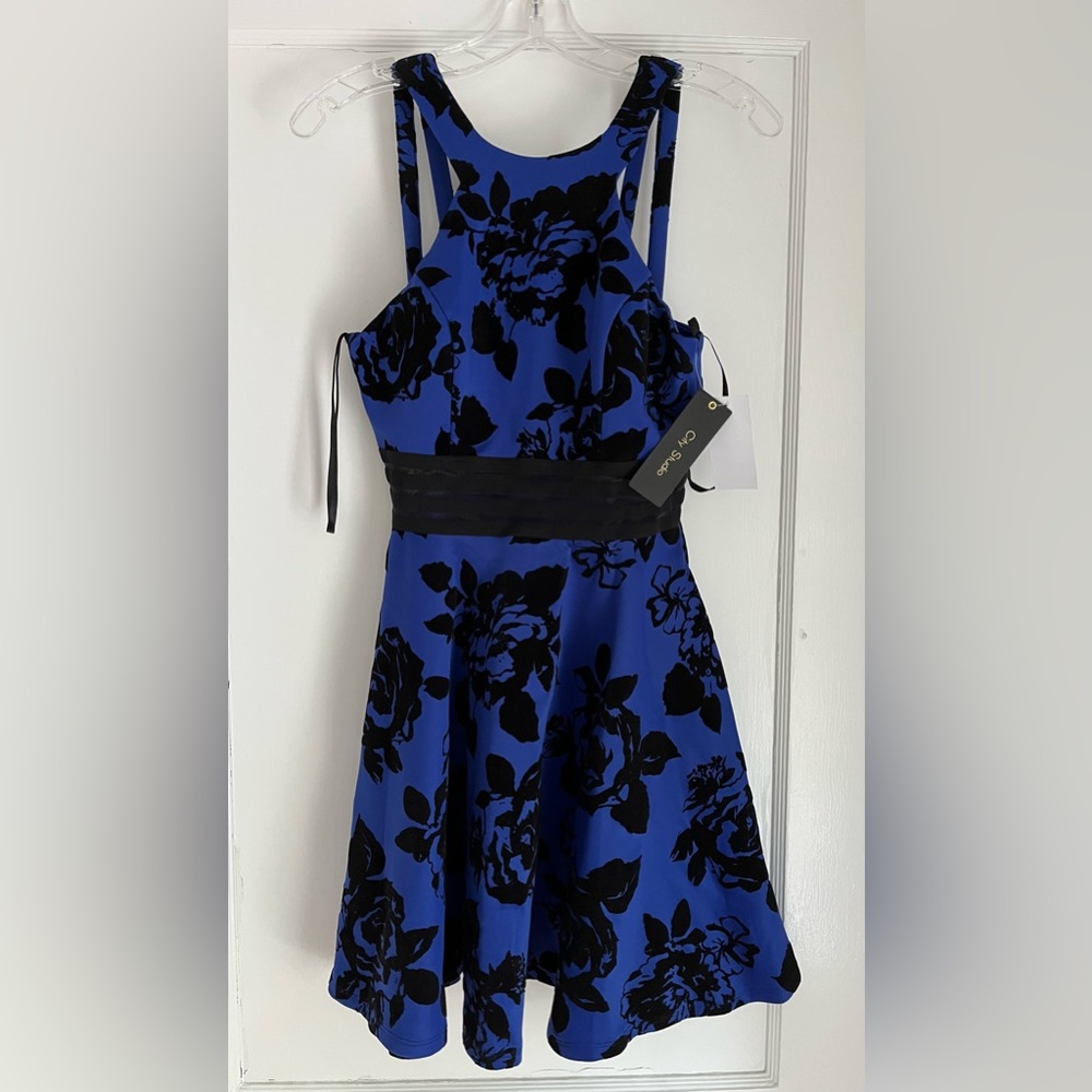 City Studio Blue Floral Fit & Flare Dress Size 5